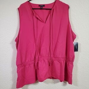 Alfani NWT Hot Pink Sleeveless Plus Size Womens Top Tie Front 3XL Summer Light